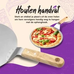 Nowad Pizzaschep RVS Rond Voor BBQ En Oven - 30,5 Cm - Pizzaspatel - Taartschep - Houten Handvat - Ophangbaar - Rond - Vaatwasbestendig - Keukenaccessoires -Keukenbarbecue 1200x1200 506