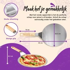 Nowad Pizzaschep RVS Rond Voor BBQ En Oven - 30,5 Cm - Pizzaspatel - Taartschep - Houten Handvat - Ophangbaar - Rond - Vaatwasbestendig - Keukenaccessoires -Keukenbarbecue 1200x1200 511