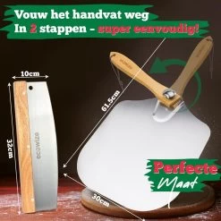 Ecowize Pizzaschep Voor BBQ En Oven - Aluminium Pizzaspatel Vierkant 30cm Met Inklapbaar Handvat - Met Extra Professionele Pizzasnijder -Keukenbarbecue 1200x1200 543