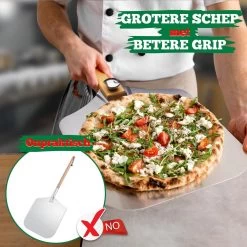 Ecowize Pizzaschep Voor BBQ En Oven - Aluminium Pizzaspatel Vierkant 30cm Met Inklapbaar Handvat - Met Extra Professionele Pizzasnijder -Keukenbarbecue 1200x1200 546
