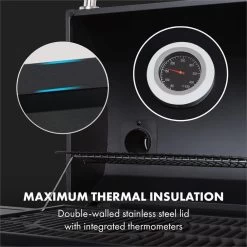 Klarstein Kingsville Double Barbecue - Houtskool- En Gasbarbecue - Smoker BBQ - Inclusief Deksels En Thermometer - Met 2 Roosters - Zwart -Keukenbarbecue 1200x1200 605