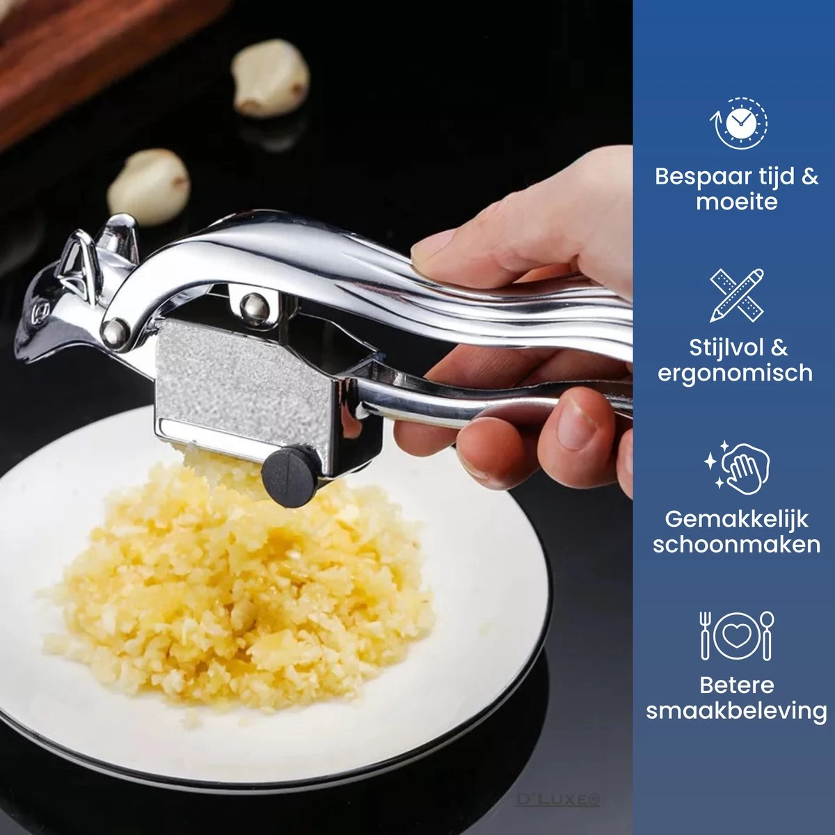 D'Luxe - The Squirrel Knoflookpers - Met Schraap Systeem - Knoflookpers-gemberpers- Met Gratis Siliconen Peller & Borstel 4 D'Luxe - The Squirrel Knoflookpers - Met Schraap Systeem - Knoflookpers-gemberpers- Met Gratis Siliconen Peller & Borstel - Afbeelding 2