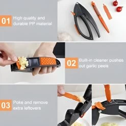 Merkloos Knoflookpers/Aardappel Schiller/Vlees Hamer - 3 In 1 - Vaatwasser Bestendig - Zwart/Oranje 10 Merkloos Knoflookpers/Aardappel Schiller/Vlees Hamer - 3 In 1 - Vaatwasser Bestendig - Zwart/Oranje -Keukenbarbecue 1200x1200 988