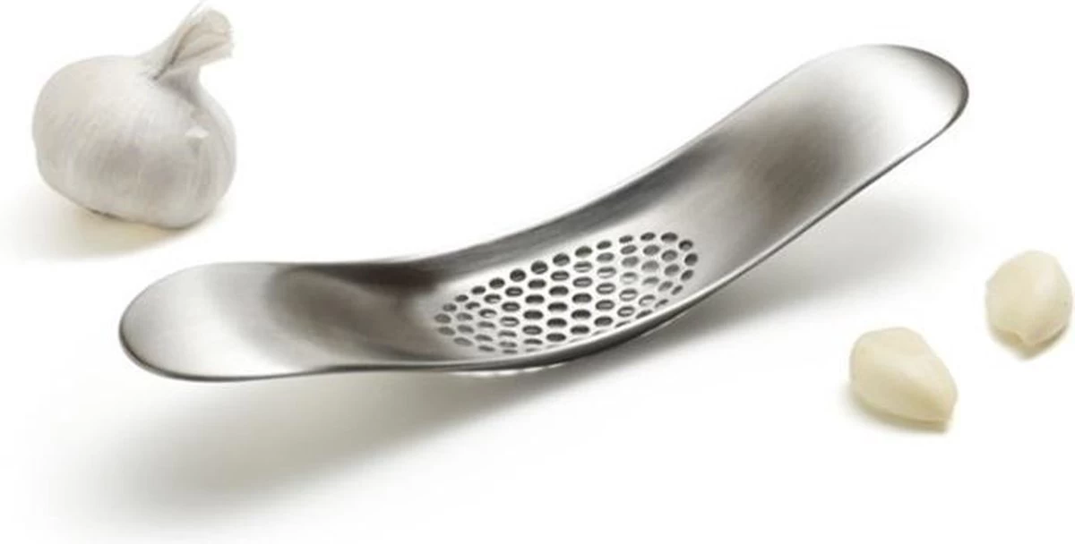 Knoflookpers - Compact - Eenvoudig Knoflook Persen - RVS - Zilver 3 Knoflookpers - Compact - Eenvoudig Knoflook Persen - RVS - Zilver