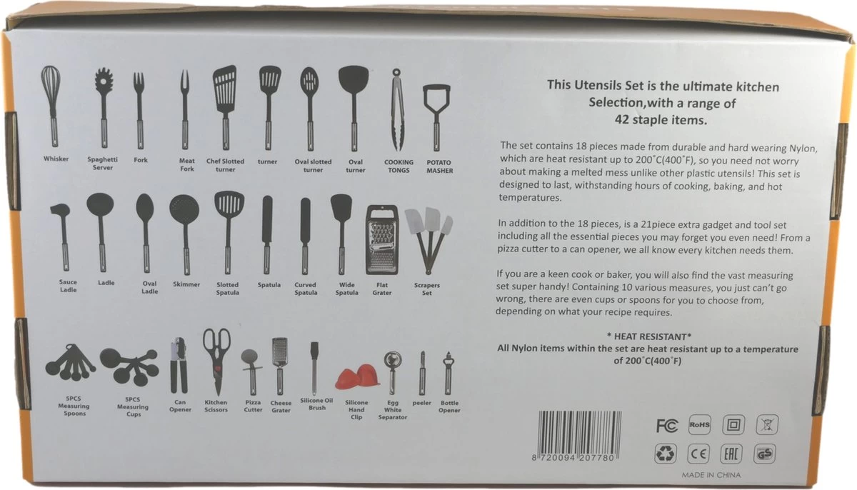 Kookgerei Set - Zwart - 42-delig - Keukengerei 9 Kookgerei Set - Zwart - 42-delig - Keukengerei - Afbeelding 7