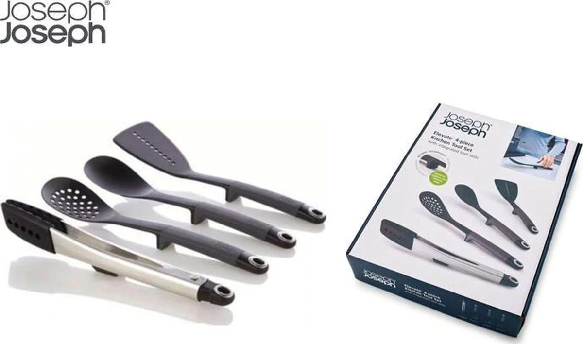 Joseph Joseph Elevate Keukenhulpen - Spatel - Schuimspaan - Pollepel - Lepel - Hittebestendig Tot 200°C - Grijs 3 Joseph Joseph Elevate Keukenhulpen - Spatel - Schuimspaan - Pollepel - Lepel - Hittebestendig Tot 200°C - Grijs