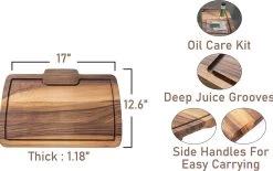 Walnoot Snijplanken - Hout - Grote Dikke Walnoten Snijplank (43 X 30 Cm) - Omkeerbare Grote Houten Snijplank - (met Hout Olie En Doek) -Keukenbarbecue 1200x754 5