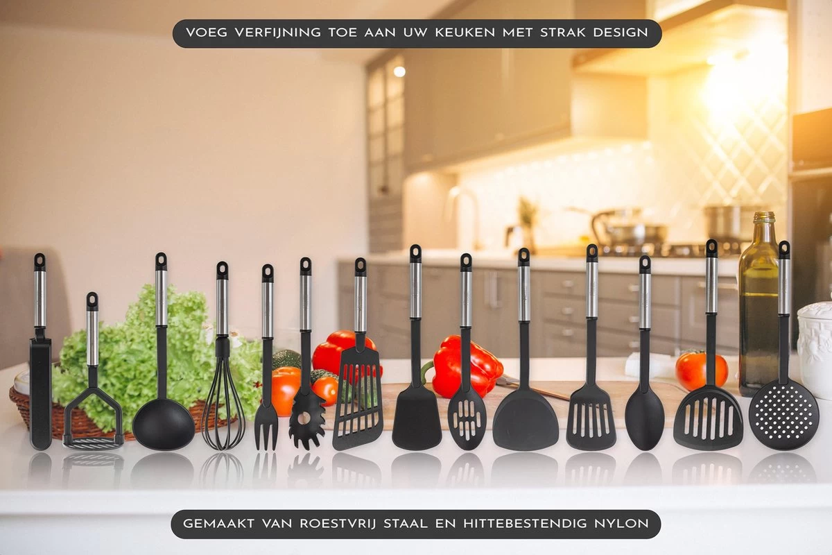 Kookgerei Set - Zwart - 42-delig - Keukengerei 5 Kookgerei Set - Zwart - 42-delig - Keukengerei - Afbeelding 3