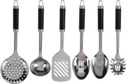 Excellent Houseware 7-delige RVS Keukengereedschap Met Houder - Schuimspaan, Spaghettilepel, Soeplepel, Opscheplepel, Serveerlepel, Vierkante Spatel Met Kartelrand -Keukenbarbecue 1200x802 5