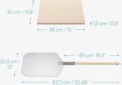 Navaris Pizzasteen XL Voor Oven En Barbecue - Rechthoekige Pizzaplaat 38 X 30 Cm - Inclusief Pizzaschep Met Extra Lang Handvat En Receptenboek -Keukenbarbecue 1200x834