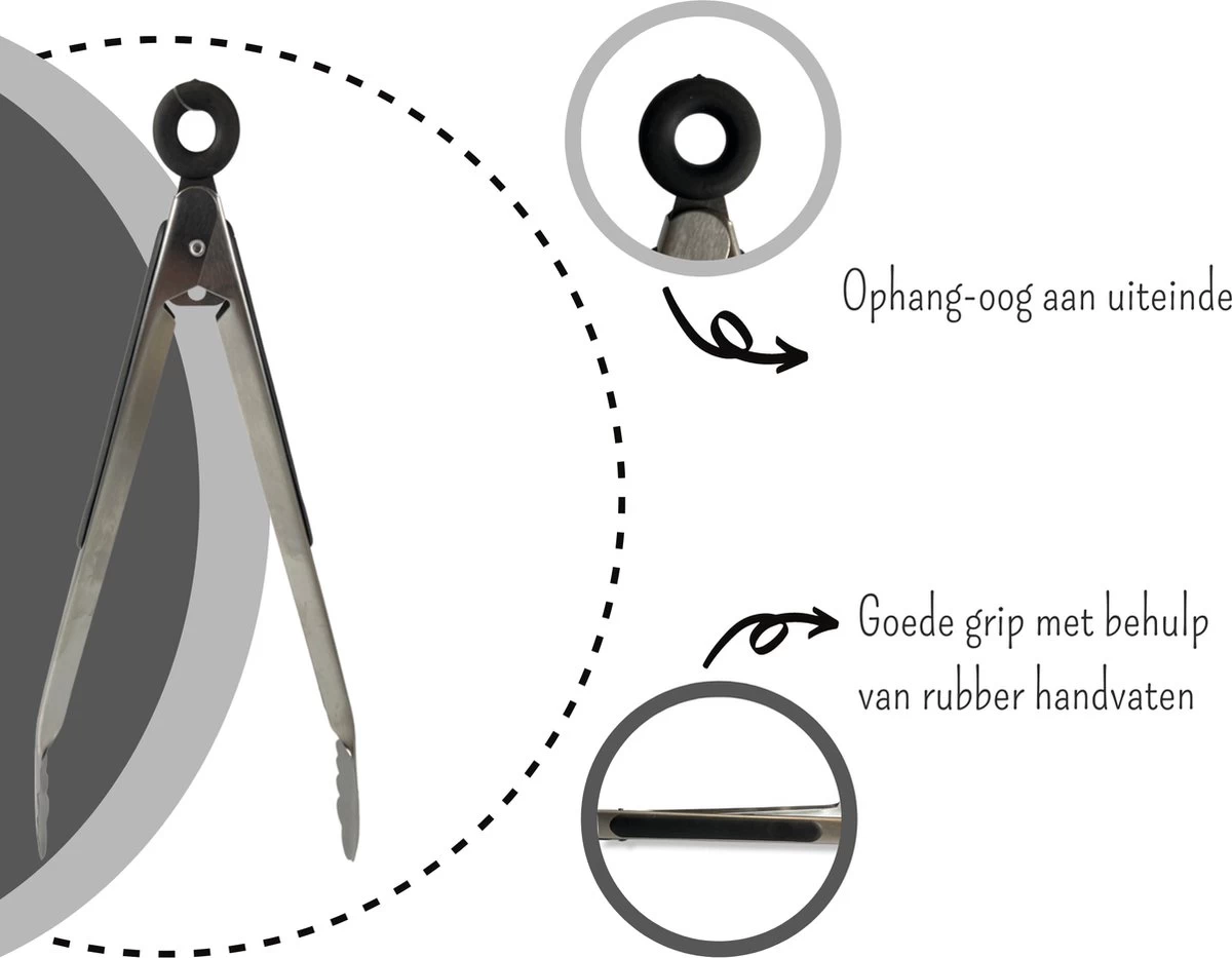Merkloos RVS - Vleestang - BBQ Tang - Barbecue Accessoires - Keuken Tang - Anti Slip Handvat Met Slot - Salade Tang - 6 Merkloos RVS - Vleestang - BBQ Tang - Barbecue Accessoires - Keuken Tang - Anti Slip Handvat Met Slot - Salade Tang - - Afbeelding 4