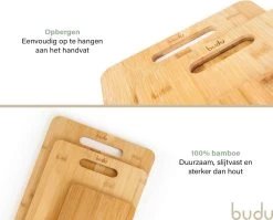 Budu Snijplankenset 3 Stuks - Snijplanken Bamboe - Snijplank Hout - Keukenplanken -Keukenbarbecue 1200x966