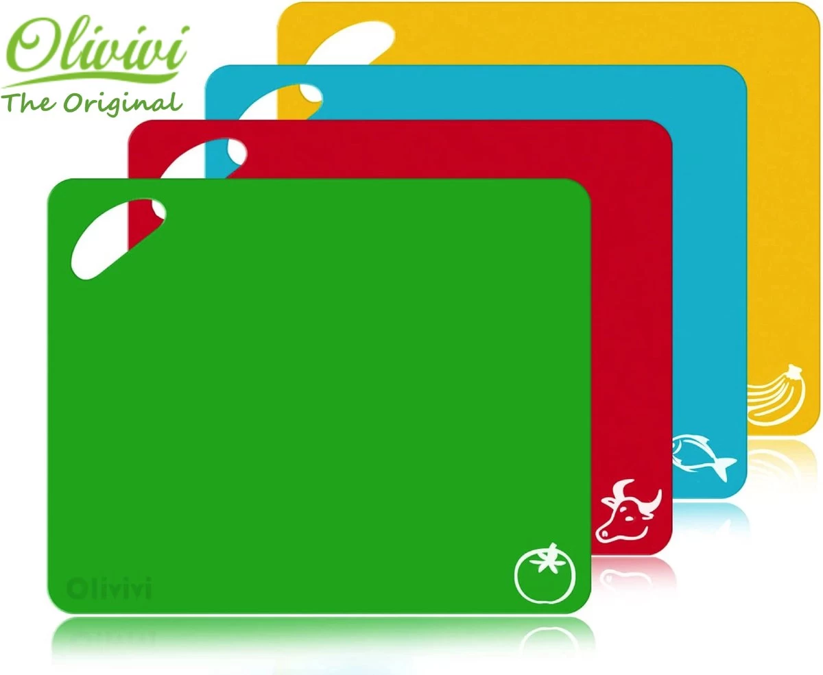 Olivivi - Snijplank Kunststof - Snijplankenset - Snijplanken - Cutting Board - Flexibel - Set 4 Stuks 3 Olivivi - Snijplank Kunststof - Snijplankenset - Snijplanken - Cutting Board - Flexibel - Set 4 Stuks