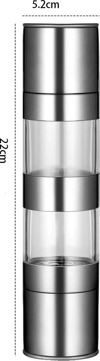 Merkloos Peper- En Zoutmolen- 2 In 1 - RVS - 22 X 5,2 Cm 9 Merkloos Peper- En Zoutmolen- 2 In 1 - RVS - 22 X 5,2 Cm - Afbeelding 7