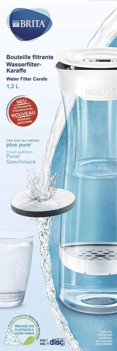 BRITA - Fill&Serve Waterfilterkaraf - 1,3L - Wit Grafiet - Inclusief 1 MicroDisc Waterfilter 7 BRITA - Fill&Serve Waterfilterkaraf - 1,3L - Wit Grafiet - Inclusief 1 MicroDisc Waterfilter - Afbeelding 5