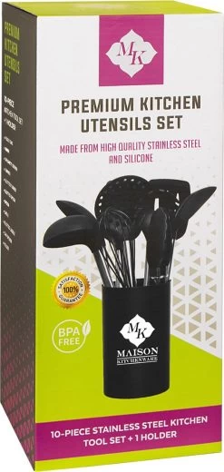 Maison Kitchenware - Keukenset 10 Stuks RVS/Siliconen Inclusief Houder - BPA Vrij -Keukenbarbecue 570x1200 1