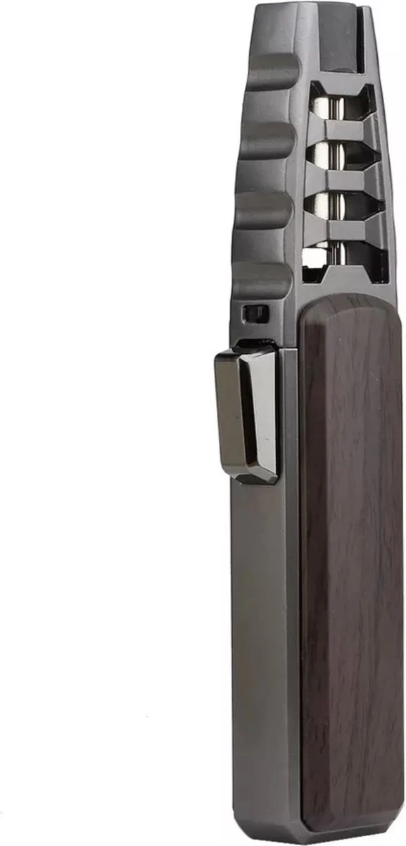 Merkloos Turbo Jetflame Aansteker - Gasbrander - Vuurwerk Torch - Crème Brûlée Brander - BBQ En Sigaren Aansteker - Windproof - Walnoothout Met Grijze Metalen Behuizing 5 Merkloos Turbo Jetflame Aansteker - Gasbrander - Vuurwerk Torch - Crème Brûlée Brander - BBQ En Sigaren Aansteker - Windproof - Walnoothout Met Grijze Metalen Behuizing - Afbeelding 3