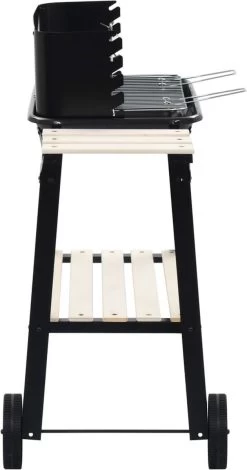 Verrijdbare Barbecue – Houtskool/Briketten - Verstelbare Grillplaat – Houten Tafel – Winscherm – Gewicht 5.9kg 18 Verrijdbare Barbecue – Houtskool/Briketten - Verstelbare Grillplaat – Houten Tafel – Winscherm – Gewicht 5.9kg -Keukenbarbecue 630x1200