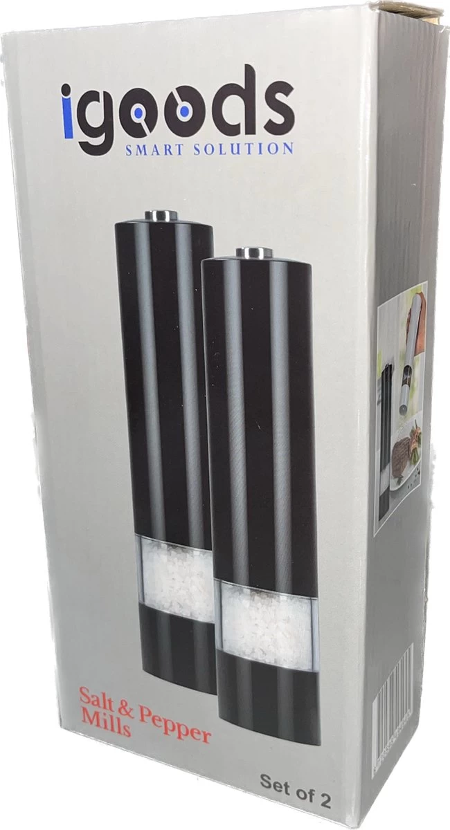 IGOODS Keramiek Elektrische Pepermolen En Zoutmolen - Pepermolen - Zoutmolen - 2 Stuks - Zwart 5 IGOODS Keramiek Elektrische Pepermolen En Zoutmolen - Pepermolen - Zoutmolen - 2 Stuks - Zwart - Afbeelding 3