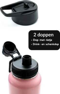 Thermosfles - Pastel Pink - 1 Liter - Extra Dop Met Rietje & Drinktuit - Thermosflessen - Isoleerfles - BPA Vrij - Lekvrij - Thermosfles 1 Liter - Isoleerfles 1 Liter - Thermoskan - Isoleerbeker - Thermosbeker -Keukenbarbecue 766x1200