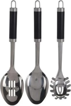 Excellent Houseware 7-delige RVS Keukengereedschap Met Houder - Schuimspaan, Spaghettilepel, Soeplepel, Opscheplepel, Serveerlepel, Vierkante Spatel Met Kartelrand -Keukenbarbecue 806x1200 1