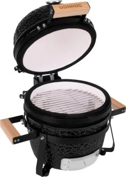 VONROC - BBQ - Kamado - 13 Inch - Ø27cm Kookoppervlak - Houtskoolbarbecue – Keramisch - Tafelmodel - Met Onderstel, Thermometer, Plate Setter & Regenhoes -Keukenbarbecue 856x1200 1