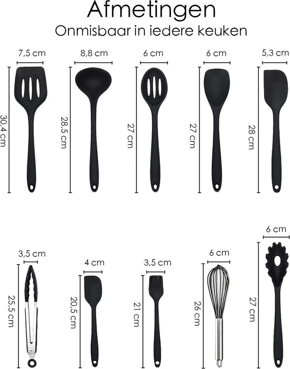 Merkloos Keukengerei Set - 10-delig - Anti-aanbak - Kookgerei Set - BBQ Accessoires - Grijs 4 Merkloos Keukengerei Set - 10-delig - Anti-aanbak - Kookgerei Set - BBQ Accessoires - Grijs - Afbeelding 2
