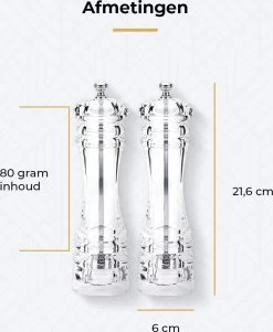 101Products Peper- & Zoutmolen Set - Acryl - Transparant - Verstelbare Maalgraad - Zeezout én Kruidenmixes 19 101Products Peper- & Zoutmolen Set - Acryl - Transparant - Verstelbare Maalgraad - Zeezout én Kruidenmixes -Keukenbarbecue 986x1200 2