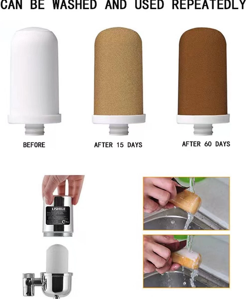 BOTC Filterpatronen - Voor Waterfilter Kraan - 2 Stuks - Waterfilterelementen - Kraan Waterfilterelementen - Gebruik Van Superabsorberend Materiaal 8 BOTC Filterpatronen - Voor Waterfilter Kraan - 2 Stuks - Waterfilterelementen - Kraan Waterfilterelementen - Gebruik Van Superabsorberend Materiaal - Afbeelding 6