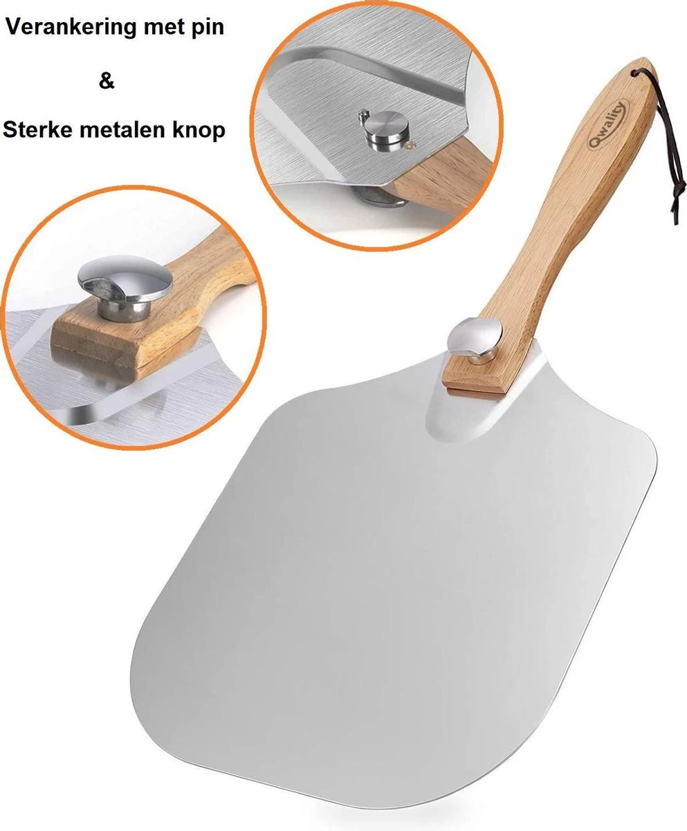 Pizzaschep – Inclusief Pizzasnijder – Opvouwbaar – Pizzaspatel – Pizza Schep – Taartschep – 30cm - Qwality 4 Pizzaschep – Inclusief Pizzasnijder – Opvouwbaar – Pizzaspatel – Pizza Schep – Taartschep – 30cm - Qwality - Afbeelding 2